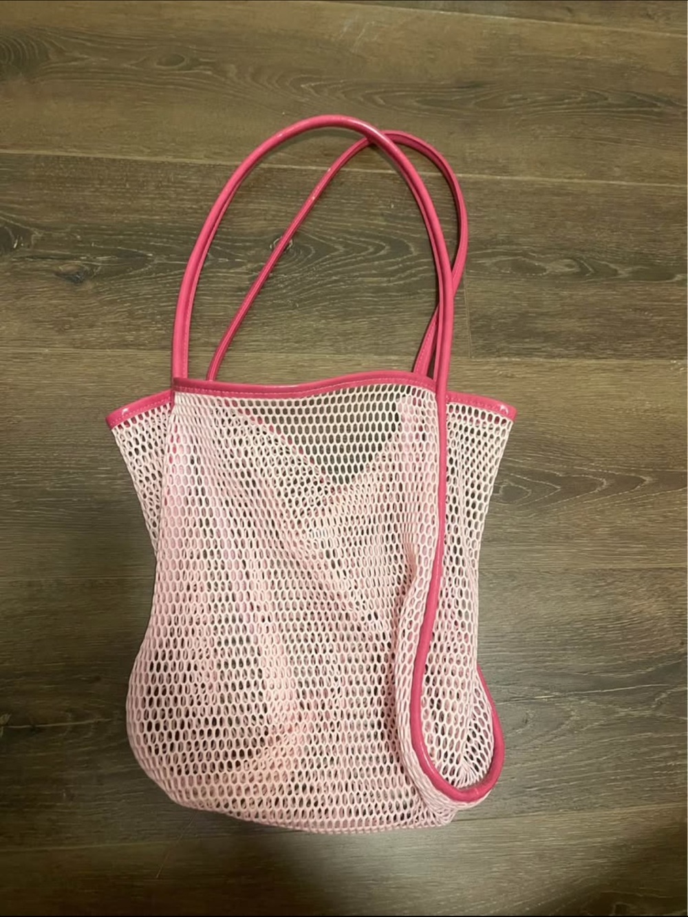 WhiteFox Pink Mesh Tote Bag with Pink Trim - Women's Beach & Market Bag